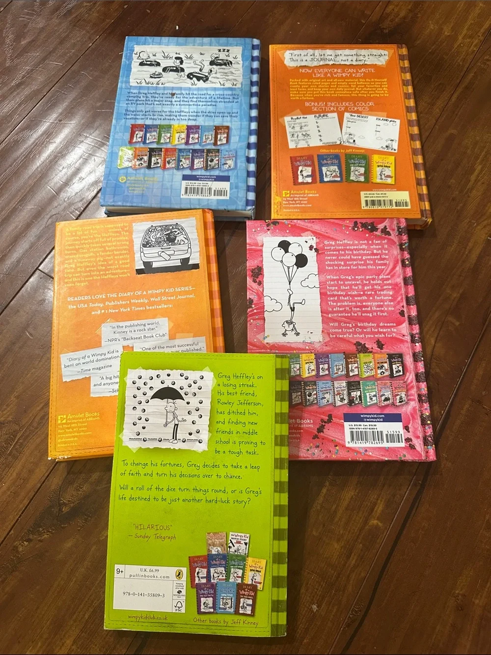 Diary of a Wimpy Kid 5 Book Lot Jeff Kinney Partypooper Long Haul Hard Luck